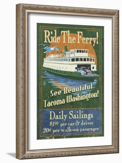 Tacoma, Washington - Ferry Ride Vintage Sign-Lantern Press-Framed Art Print