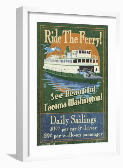 Tacoma, Washington - Ferry Ride Vintage Sign-Lantern Press-Framed Art Print