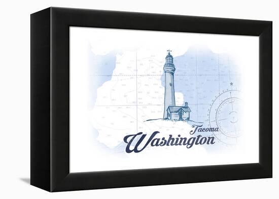 Tacoma, Washington - Lighthouse - Blue - Coastal Icon-Lantern Press-Framed Stretched Canvas
