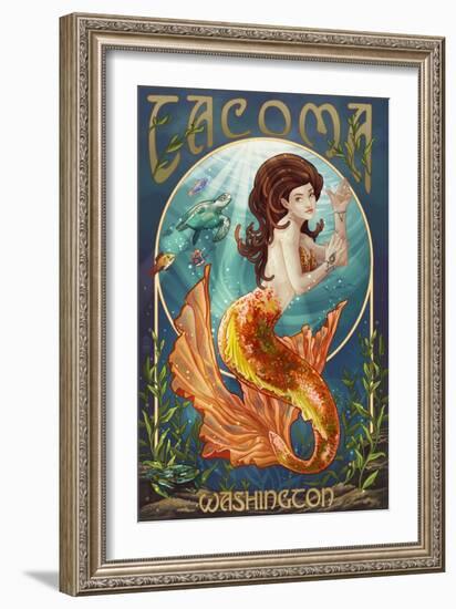 Tacoma, Washington - Mermaid-Lantern Press-Framed Art Print