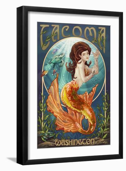 Tacoma, Washington - Mermaid-Lantern Press-Framed Art Print