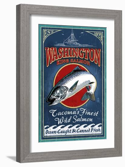 Tacoma, Washington - Salmon-Lantern Press-Framed Art Print