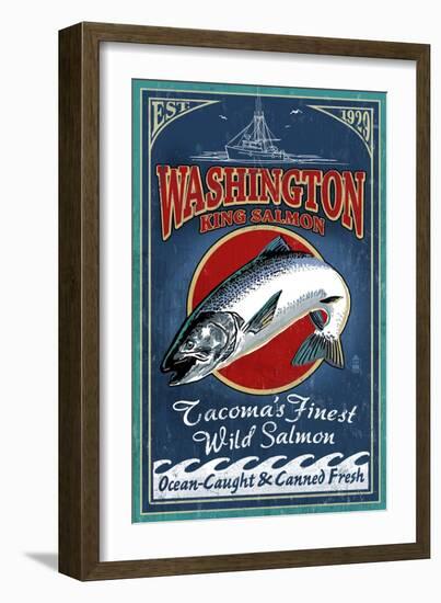 Tacoma, Washington - Salmon-Lantern Press-Framed Art Print