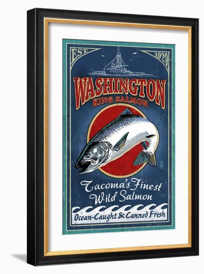 Tacoma, Washington - Salmon-Lantern Press-Framed Art Print