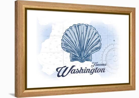 Tacoma, Washington - Scallop Shell - Blue - Coastal Icon-Lantern Press-Framed Stretched Canvas