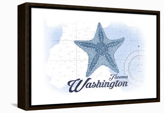 Tacoma, Washington - Starfish - Blue - Coastal Icon-Lantern Press-Framed Stretched Canvas