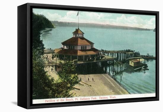 Tacoma, Washington, View of Point Defiance Park Pavilion at the Beach-Lantern Press-Framed Stretched Canvas