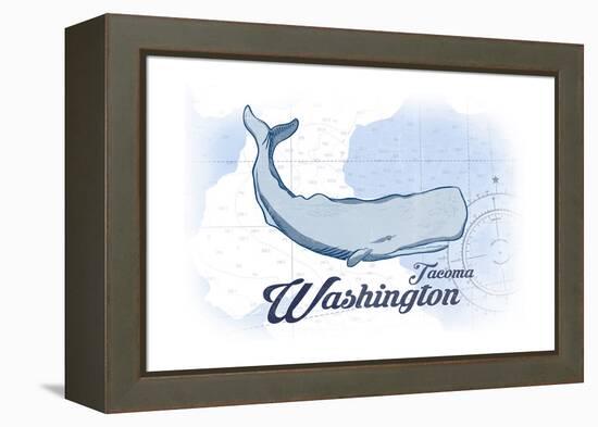 Tacoma, Washington - Whale - Blue - Coastal Icon-Lantern Press-Framed Stretched Canvas