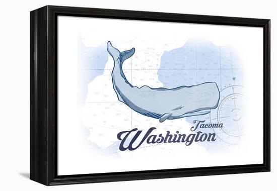 Tacoma, Washington - Whale - Blue - Coastal Icon-Lantern Press-Framed Stretched Canvas