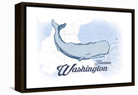 Tacoma, Washington - Whale - Blue - Coastal Icon-Lantern Press-Framed Stretched Canvas