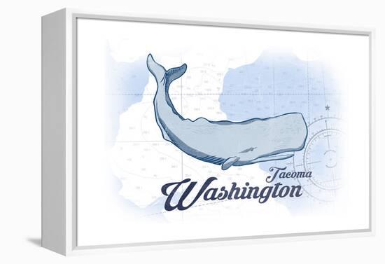 Tacoma, Washington - Whale - Blue - Coastal Icon-Lantern Press-Framed Stretched Canvas
