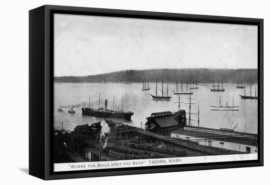 Tacoma, Washington, Where the Rails Meet the Sails-Lantern Press-Framed Stretched Canvas