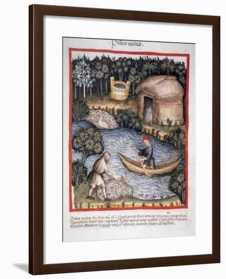 Tacuinum Sanitatis. 14th Century. Medieval Handbook of Health. Fishermen in a River-null-Framed Giclee Print