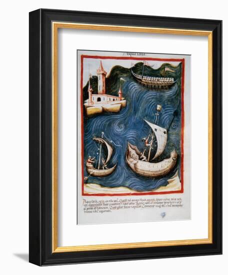 Tacuinum Sanitatis. Boats at Sea-null-Framed Giclee Print