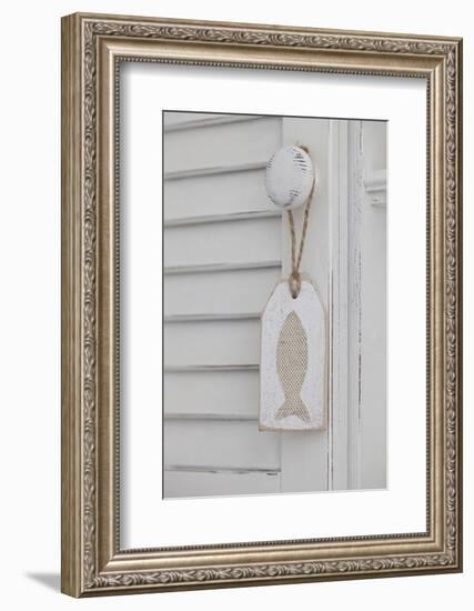 Tag, Fish Motive, Door Knob, White-Andrea Haase-Framed Photographic Print