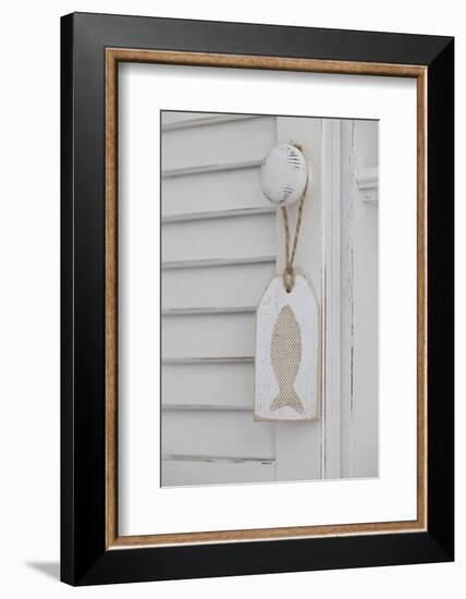 Tag, Fish Motive, Door Knob, White-Andrea Haase-Framed Photographic Print