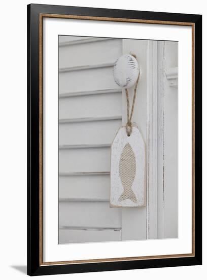 Tag, Fish Motive, Door Knob, White-Andrea Haase-Framed Photographic Print