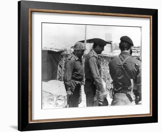 Taha Yassin Ramadan and Saddam Hussein Inspecting the Basra Front, Iraq, February 1987-null-Framed Giclee Print