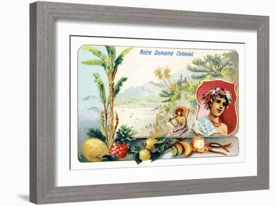 Tahiti, from a Series of Collecting Cards Depicting the Colonial Domain of France, C. 1910-null-Framed Giclee Print