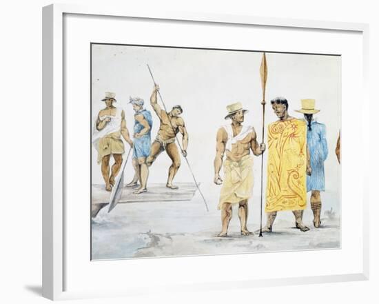 Tahitian Chiefs Boarding Coquille-Louis Isidore Duperrey-Framed Giclee Print