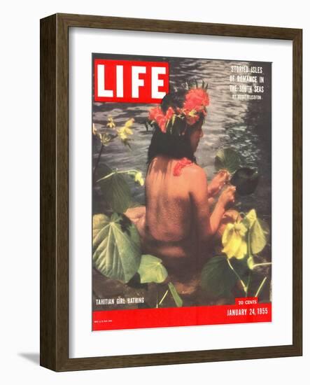 Tahitian Girl Bathing, January 24, 1955-Eliot Elisofon-Framed Photographic Print