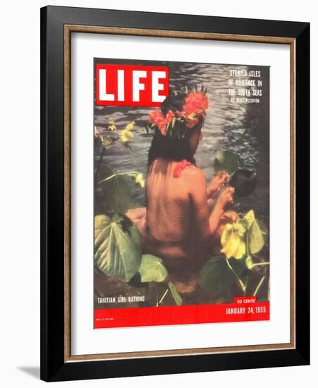Tahitian Girl Bathing, January 24, 1955-Eliot Elisofon-Framed Photographic Print