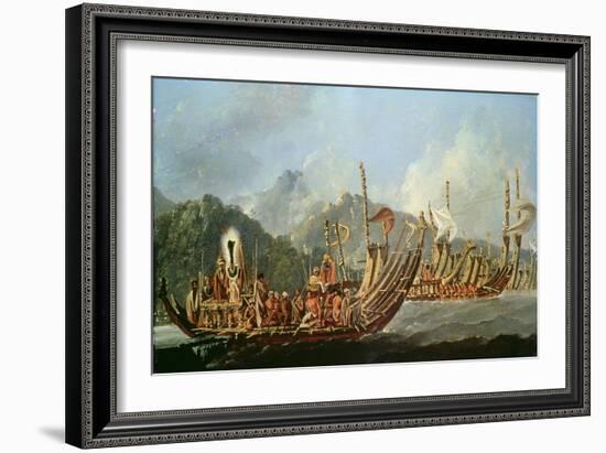 Tahitian War Canoes. in 1774 James Cook Witnessed a Review of the Fleet Consisting of 160 Big War…-William Hodges-Framed Giclee Print