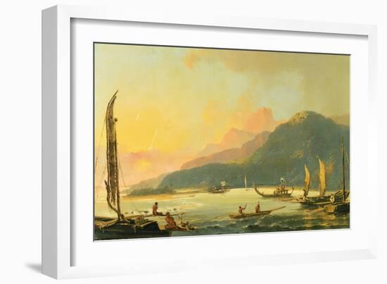 Tahitian War Galleys in Matavai Bay, Tahiti, 1766-William Hodges-Framed Giclee Print