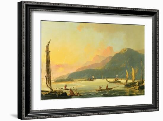 Tahitian War Galleys in Matavai Bay, Tahiti, 1766-William Hodges-Framed Giclee Print