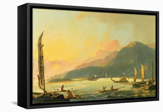 Tahitian War Galleys in Matavai Bay, Tahiti, 1766-William Hodges-Framed Premier Image Canvas