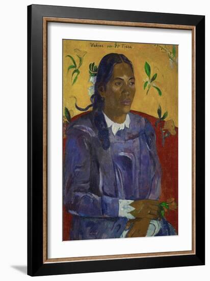 Tahitian Woman with a Flower, 1891-Paul Gauguin-Framed Giclee Print