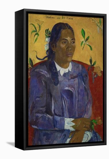 Tahitian Woman with a Flower, 1891-Paul Gauguin-Framed Premier Image Canvas