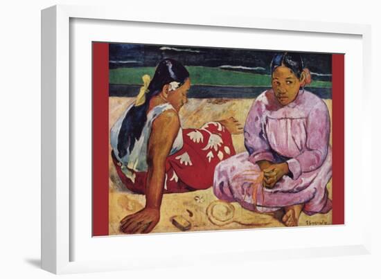 Tahitian Women on Beach-Paul Gauguin-Framed Art Print