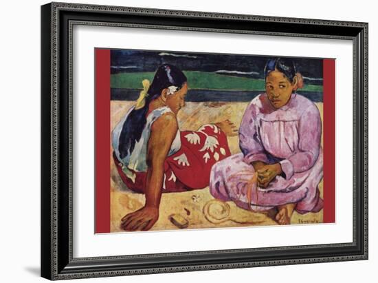 Tahitian Women on Beach-Paul Gauguin-Framed Art Print