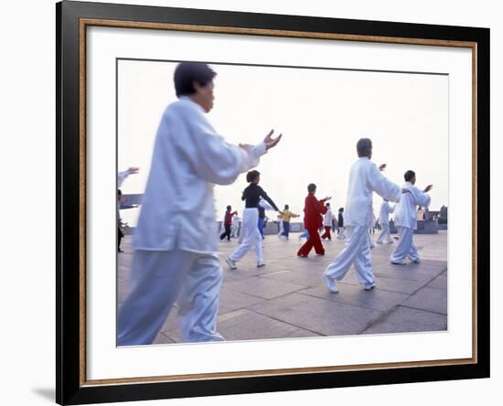 Tai Chi on the Bund, Shanghai, China-Gavin Hellier-Framed Photographic Print