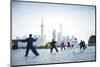 Tai Chi on the Bund (With Pudong Skyline Behind), Shanghai, China-Jon Arnold-Mounted Photographic Print