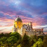 Fairy Palace against Sunset Sky /  Panorama of Pena National Palace in Sintra, Portugal / Europe-Taiga-Premier Image Canvas