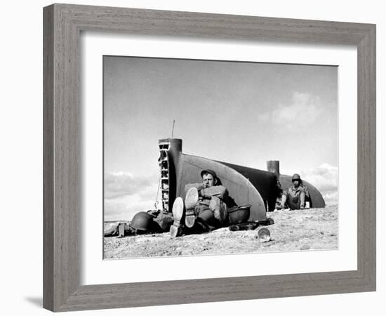 Tail Section of a Damaged P 38 Fighter Plane in the Desert During Allied North Africa Campaign WWII-Margaret Bourke-White-Framed Photographic Print