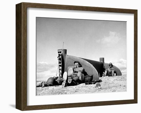 Tail Section of a Damaged P 38 Fighter Plane in the Desert During Allied North Africa Campaign WWII-Margaret Bourke-White-Framed Photographic Print