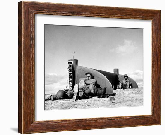 Tail Section of a Damaged P 38 Fighter Plane in the Desert During Allied North Africa Campaign WWII-Margaret Bourke-White-Framed Photographic Print