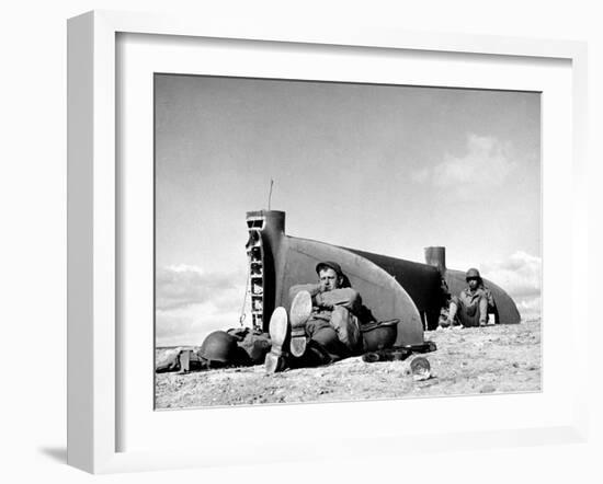 Tail Section of a Damaged P 38 Fighter Plane in the Desert During Allied North Africa Campaign WWII-Margaret Bourke-White-Framed Photographic Print