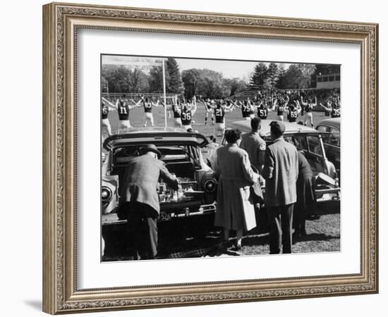 Tailgate Picnic for Spectators at Amherst College Prior to Football Game-null-Framed Photographic Print