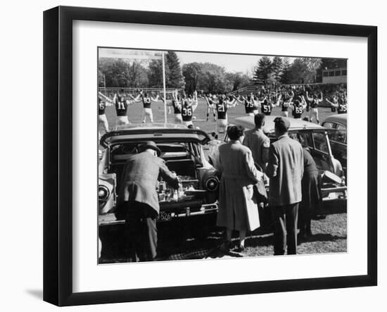 Tailgate Picnic for Spectators at Amherst College Prior to Football Game-null-Framed Photographic Print