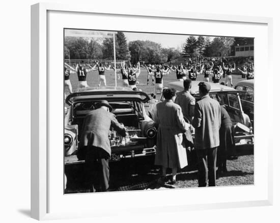 Tailgate Picnic for Spectators at Amherst College Prior to Football Game-null-Framed Photographic Print