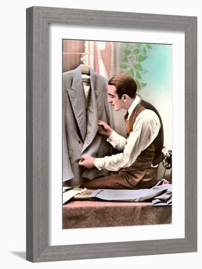 Tailor Examining Work-null-Framed Art Print