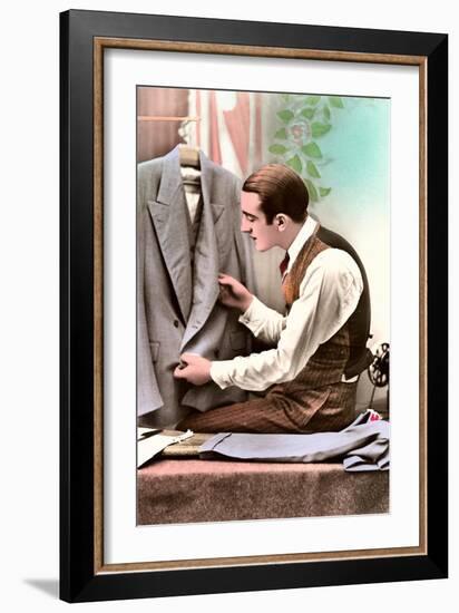 Tailor Examining Work-null-Framed Art Print