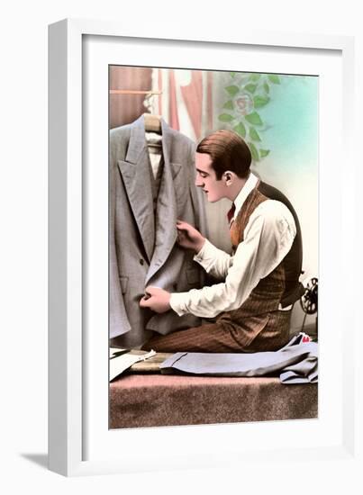 Tailor Examining Work-null-Framed Art Print