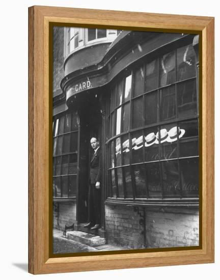 Tailor to All the Gentlemen of Winchester College Albert Gard, Standing in the Doorway of His Store-Cornell Capa-Framed Premier Image Canvas