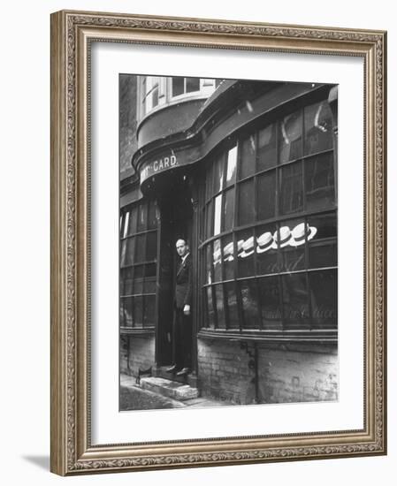 Tailor to All the Gentlemen of Winchester College Albert Gard, Standing in the Doorway of His Store-Cornell Capa-Framed Photographic Print