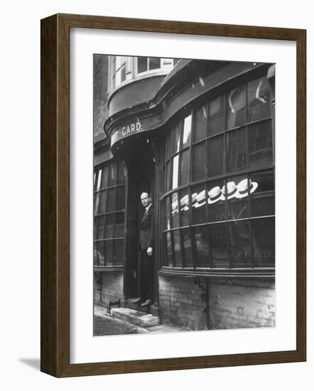 Tailor to All the Gentlemen of Winchester College Albert Gard, Standing in the Doorway of His Store-Cornell Capa-Framed Photographic Print